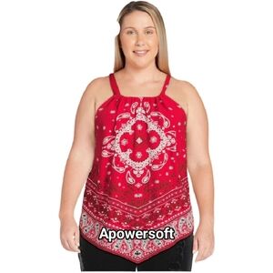 Women's Red Bandana Print Top (0308)